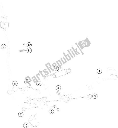 Tutte le parti per il Cavalletto Laterale / Centrale del KTM 200 Duke OR W O ABS CKD 15 Thailand 2015