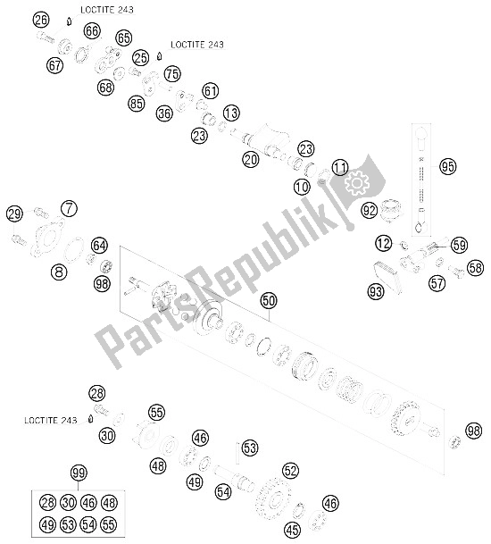 All parts for the Exhaust Control of the KTM 85 SX 17 14 Europe 2009