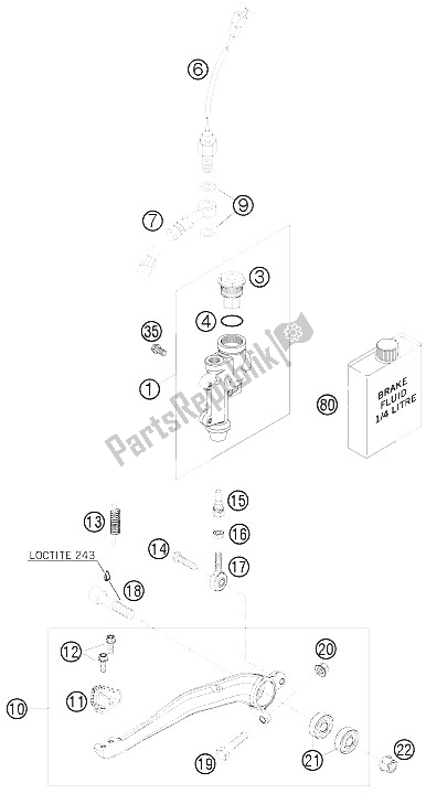 All parts for the Rear Brake Control of the KTM 300 EXC E SIX Days Europe 2011