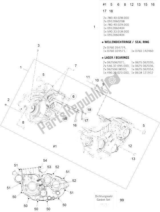 Tutte le parti per il Cassa Del Motore del KTM 450 SX F Europe 2015