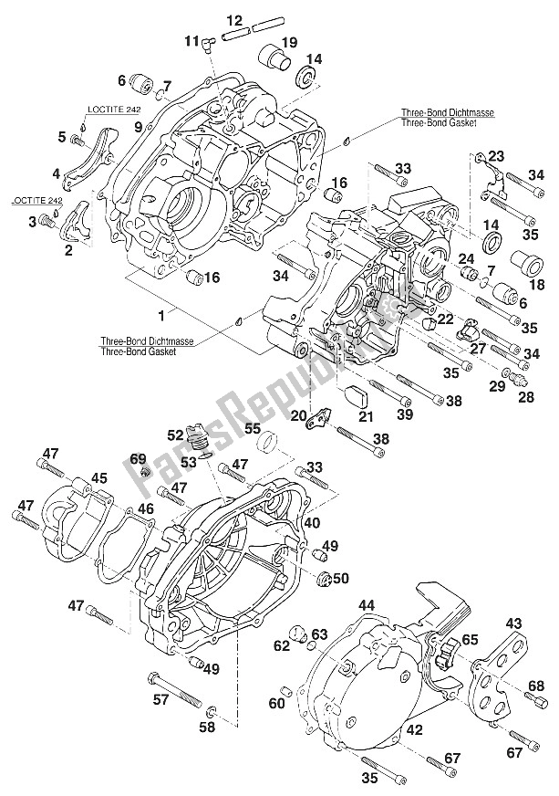 Todas las partes para Cárter Kpl. 125 Euro '97 de KTM 125 LC2 100 Orange Europe 110372 1997