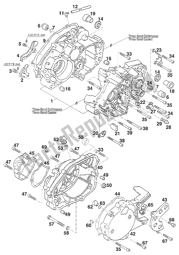 Tutte le parti per il Basamento Kpl. 125 Euro '97 del KTM 125 LC2 100 Weiss Europe 113771 1997