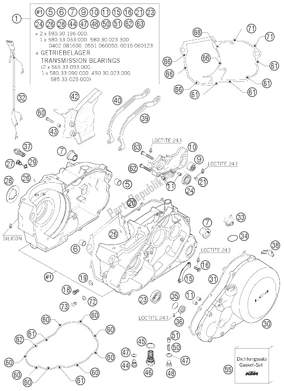 Tutte le parti per il Cassa Del Motore del KTM 625 SMC USA 2006