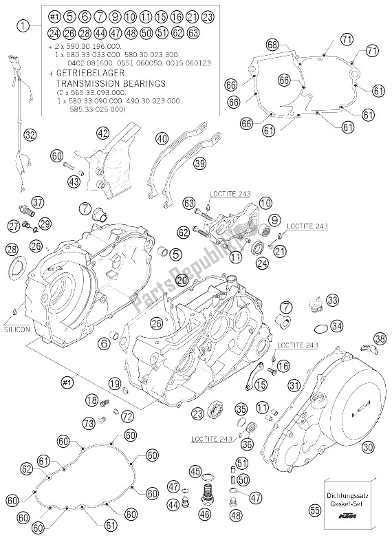 Todas las partes para Caja Del Motor de KTM 640 LC4 Supermoto Black 06 Europe 2006