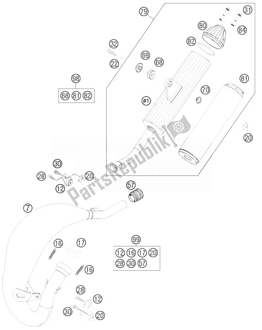 Toutes les pièces pour le Système D'échappement du KTM 85 SX 19 16 Europe 2014