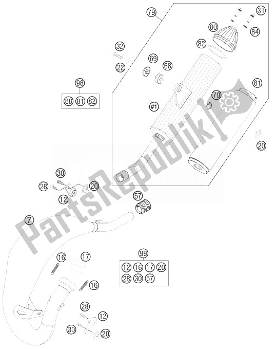 Tutte le parti per il Impianto Di Scarico del KTM 85 SXS 17 14 USA 2014