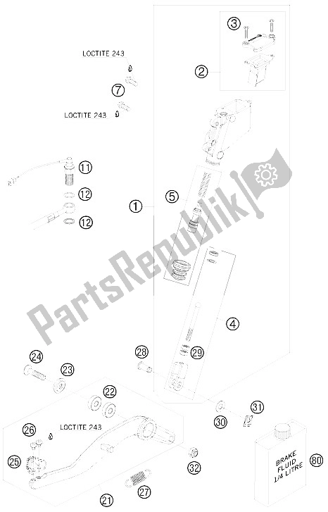 Tutte le parti per il Controllo Del Freno Posteriore del KTM 950 Supermoto R Australia United Kingdom 2008