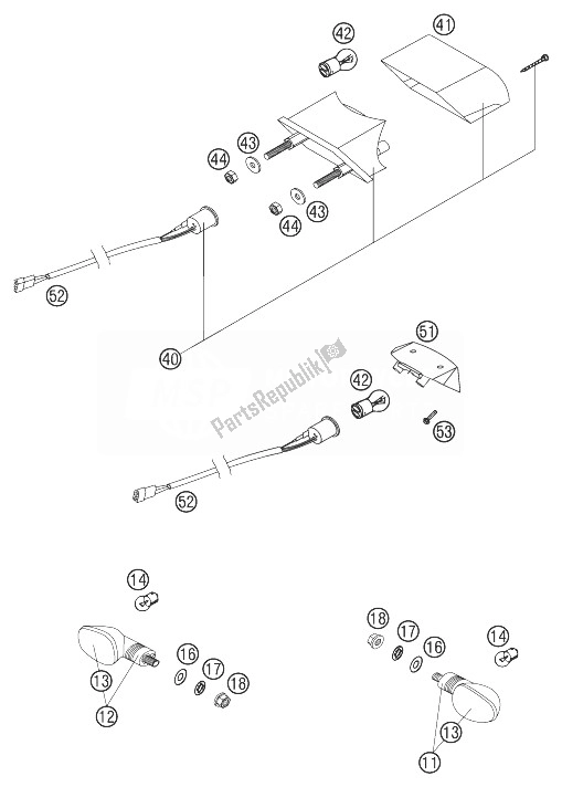 All parts for the Flasher, Rear Light 2002 of the KTM 200 EXC Europe 2003