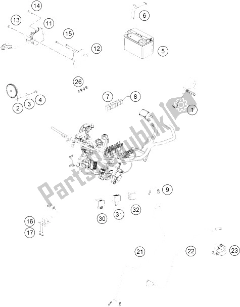 Todas as partes de Chicote De Fiação do KTM RC 125 Black ABS Europe 2015