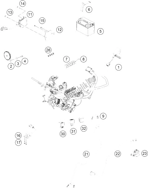 All parts for the Wiring Harness of the KTM RC 200 White W O ABS B D 16 Europe 2016