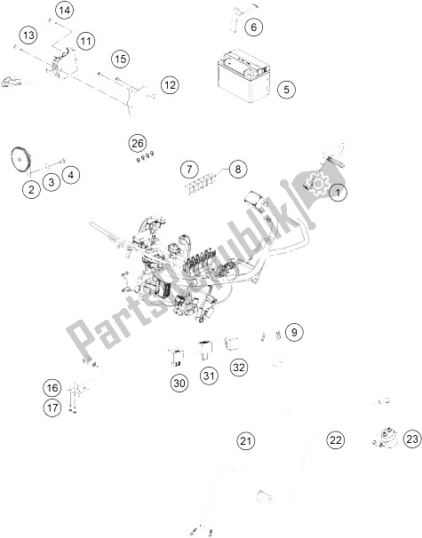 All parts for the Wiring Harness of the KTM RC 390 White ABS Europe 2015