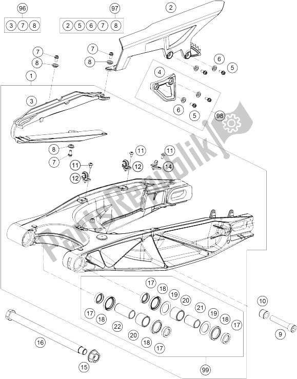 Toutes les pièces pour le Bras Oscillant du KTM 1190 Adventure R ABS Australia 2015