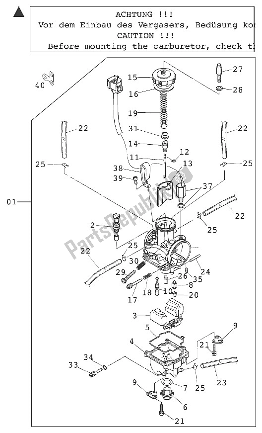 Todas las partes para Carburador Keihin Pwk 38 Ag Pj de KTM 250 SX Europe 2000