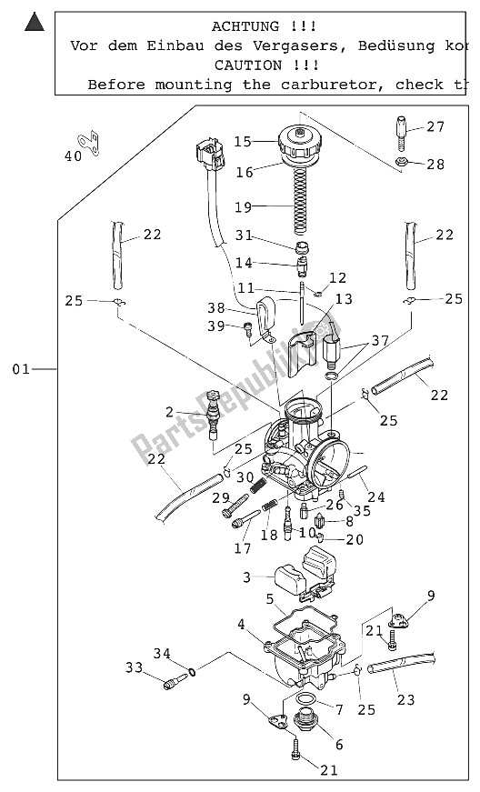 All parts for the Carburetor Keihin Pwk 38 Ag Pj of the KTM 250 SX Europe 2001