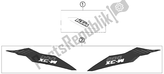 Tutte le parti per il Decalcomania del KTM 200 XC W USA 2012