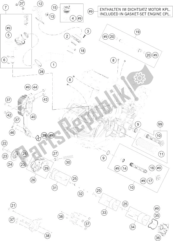 All parts for the Lubricating System of the KTM 1290 Super Adventure WH ABS 16 France 2016