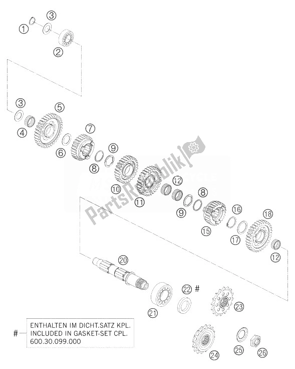 All parts for the Transmission Ii - Countershaft of the KTM 990 Adventure S Europe 2007