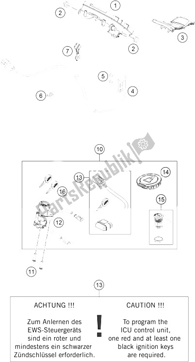 Todas las partes para Instrumentos / Sistema De Bloqueo de KTM 1190 RC8 R Black Europe 2011