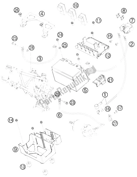 Tutte le parti per il Batteria del KTM 690 Enduro R 09 Europe 2009