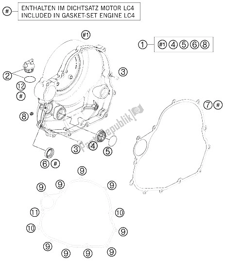 Tutte le parti per il Coperchio Frizione del KTM 690 Duke R Europe 2012