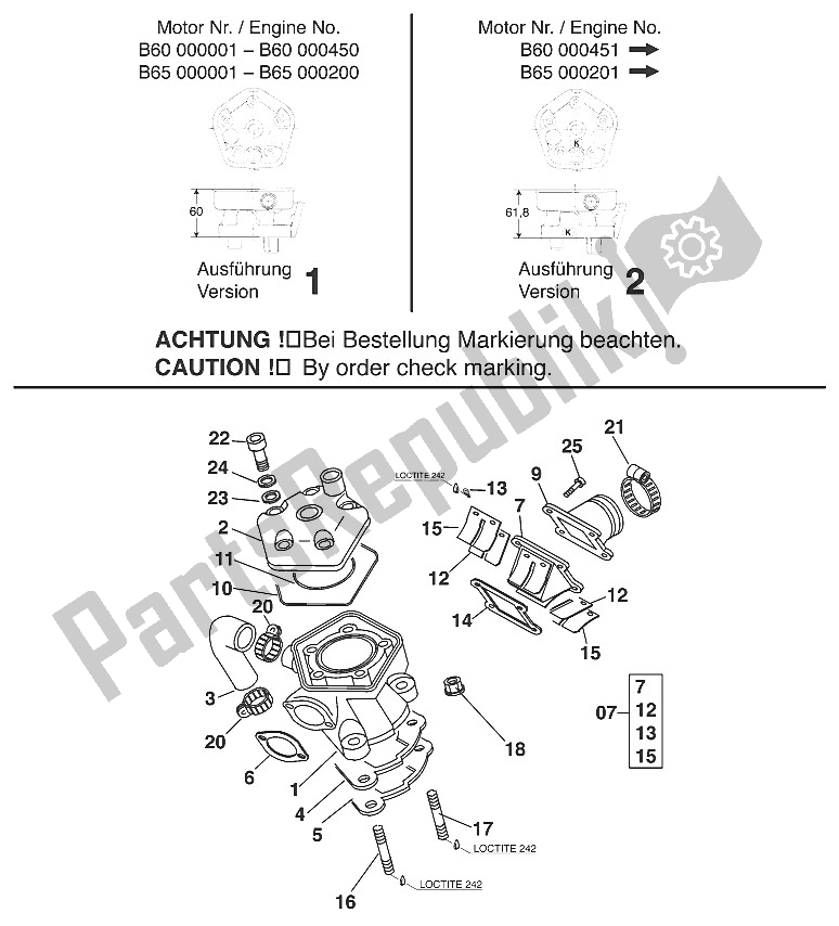 Tutte le parti per il Cilindro + Kopf 60/65 '99 del KTM 65 SX Europe 600115 2001