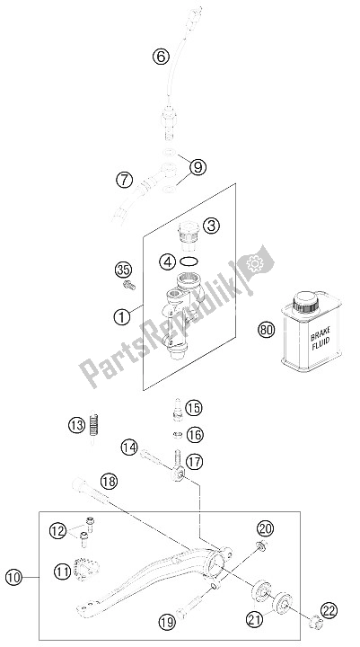 All parts for the Rear Brake Control of the KTM 250 EXC F Factory Edition Europe 2015