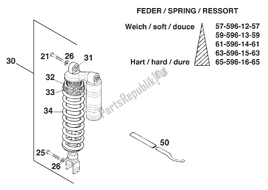 All parts for the Rear Suspension Wp Exc,egs '96 of the KTM 620 Super Comp 4T Europe 1996