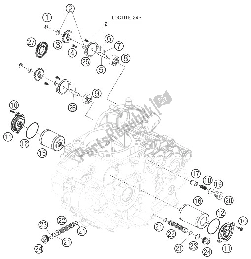 All parts for the Lubricating System of the KTM 690 Supermoto Black Europe 2007