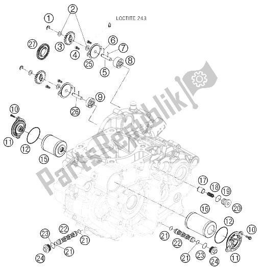 All parts for the Lubricating System of the KTM 690 Supermoto Black USA 2007