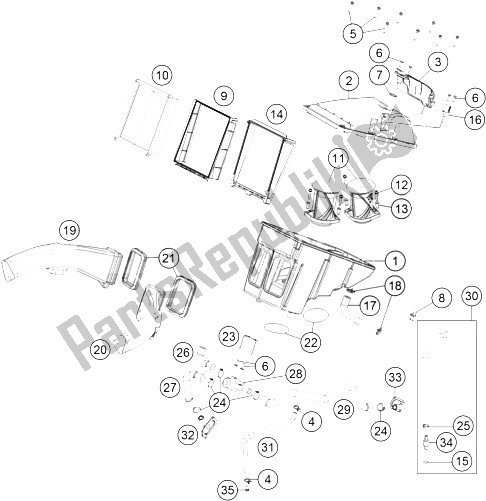 Toutes les pièces pour le Filtre à Air du KTM 1290 Super Adventure WH ABS 16 China 2016