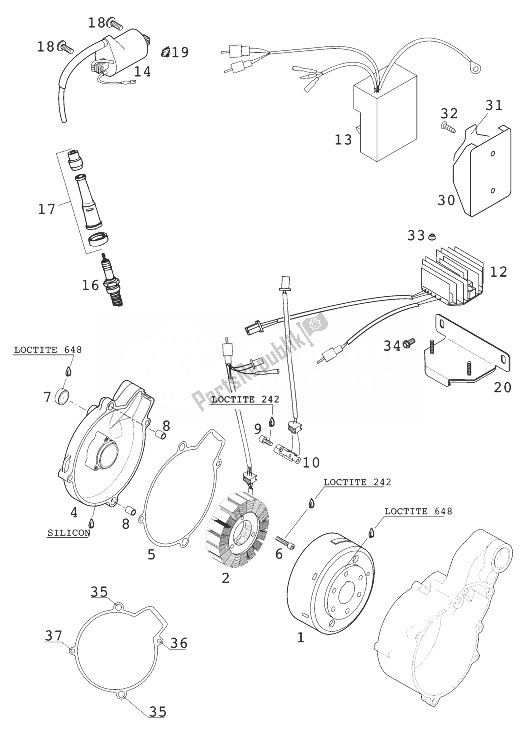 All parts for the Ignition System of the KTM 640 LC 4 98 United Kingdom 1998