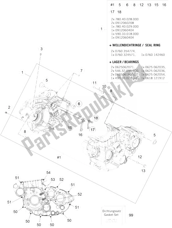 Todas las partes para Caja Del Motor de KTM 450 SX F Europe 2014