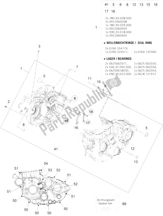 All parts for the Engine Case of the KTM 450 XC F USA 2014