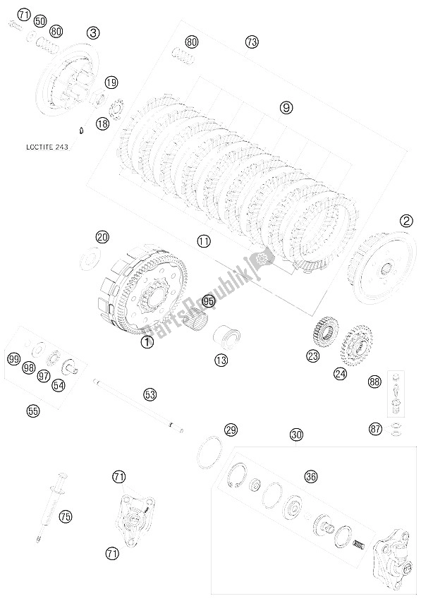Tutte le parti per il Frizione del KTM 505 XC F Europe 2009