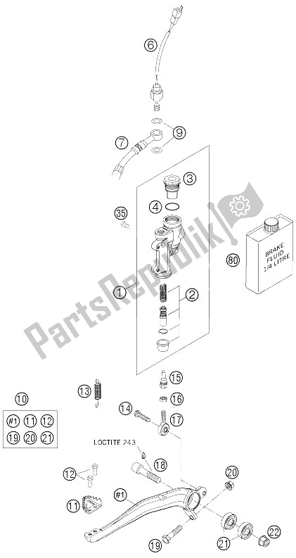 All parts for the Rear Brake Control of the KTM 450 EXC Factory Europe 2005