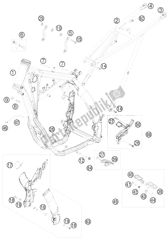 Toutes les pièces pour le Cadre du KTM 250 EXC F Europe 2011