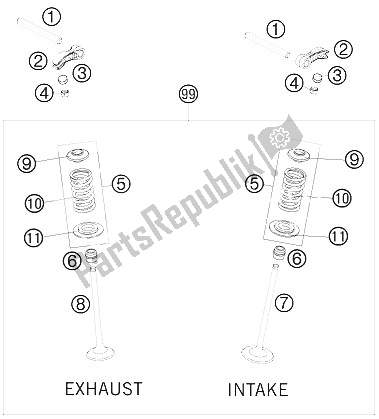 All parts for the Valve Drive of the KTM 250 EXC F Factory Edit Europe 2011