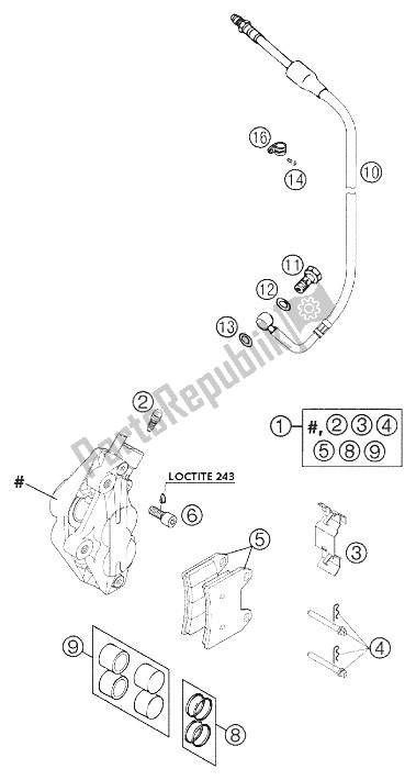 Tutte le parti per il Pinza Freno Anteriore 640 Duca del KTM 640 Duke II Orange Australia 2002