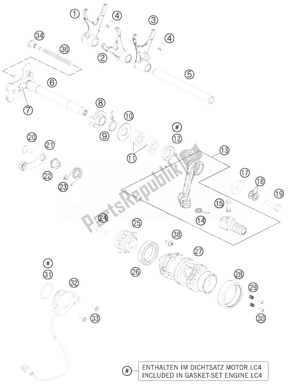 Alle onderdelen voor de Schakelmechanisme van de KTM 690 Enduro R Europe 2013