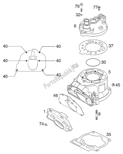 Wszystkie części do Cylinder 125/200 2001 KTM 125 EXC Australia 2001