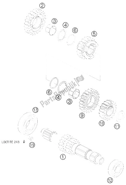 Toutes les pièces pour le Transmission I - Arbre Principal du KTM 525 XC ATV USA 2008