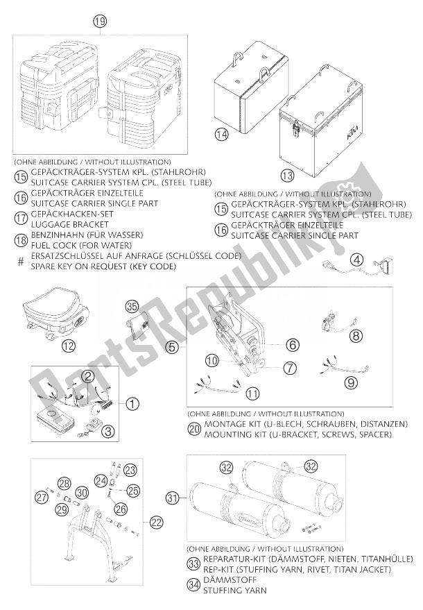 Todas las partes para Archivos Adjuntos Lc8 de KTM 950 Adventure Silver Australia 2003