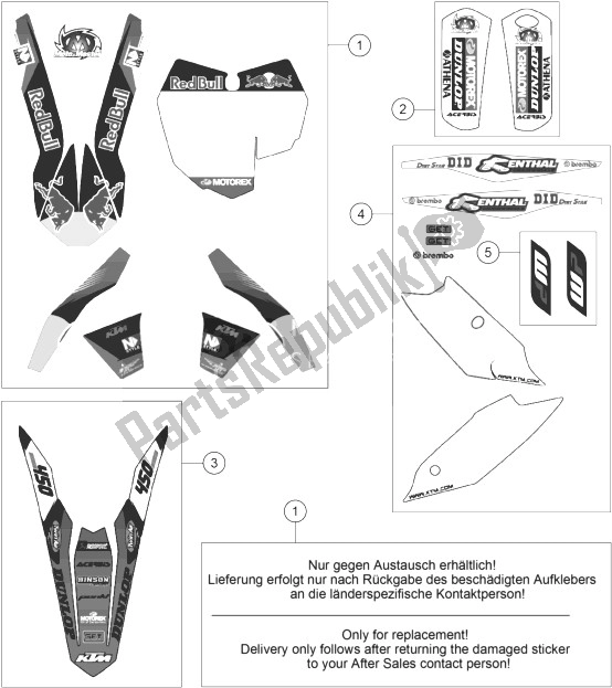 Tutte le parti per il Decalcomania del KTM 450 SX F Factory Edition USA 2014
