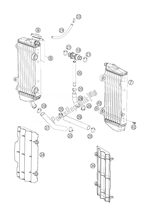 Toutes les pièces pour le Système De Refroidissement du KTM 125 SX Europe 2007