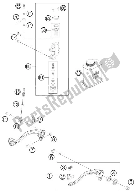 Tutte le parti per il Controllo Breka Posteriore del KTM 65 SX Europe 2012