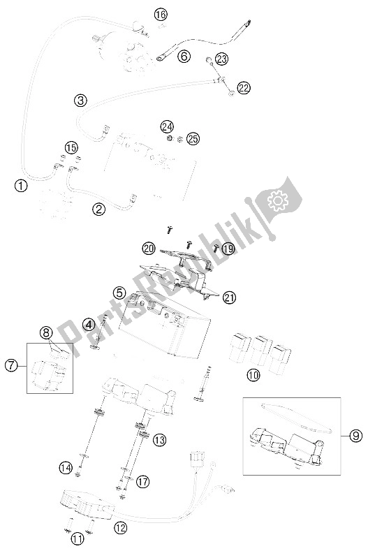 All parts for the Battery of the KTM 690 Duke R Australia United Kingdom 2011