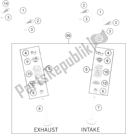 All parts for the Valve Drive of the KTM 250 EXC F Europe 2014