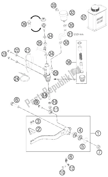 Todas as partes de Controle De Freio Traseiro do KTM 690 Duke Black ABS USA 2015