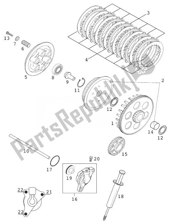 All parts for the Clutch 400/520 Racing 2000 of the KTM 520 EXC E Europe 1999