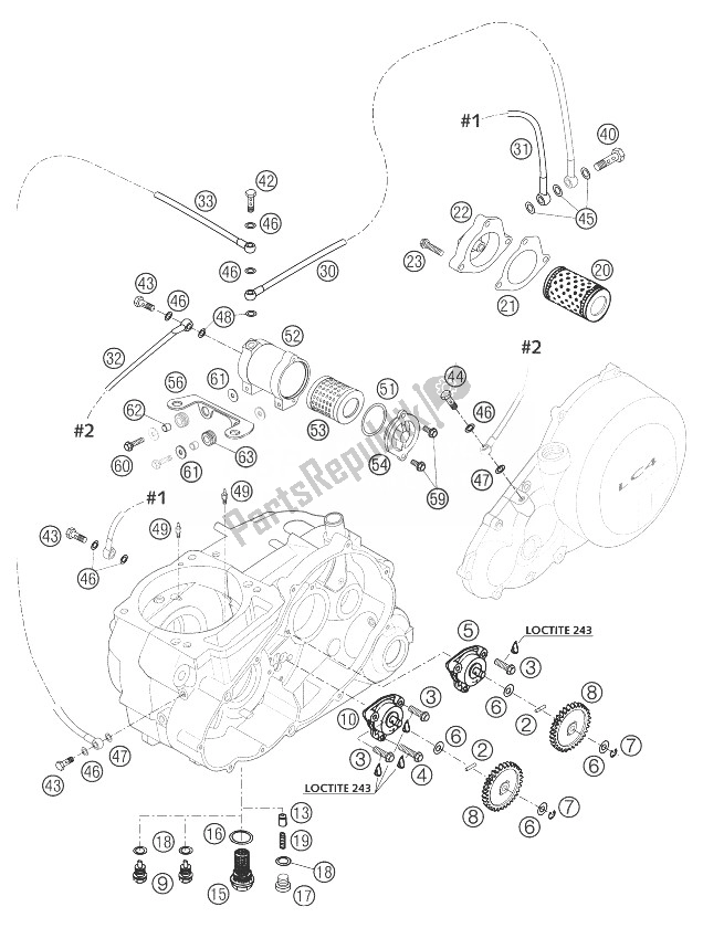 Tutte le parti per il Sistema Di Lubrificazione 660 Sms del KTM 660 Supermoto Factory Repl 03 Europe 2003